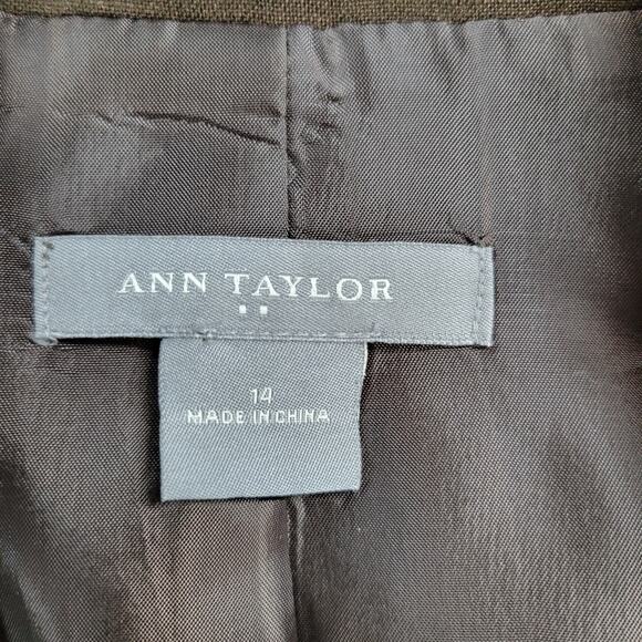 Ann Taylor Linen Jacket Womens 14 Brown Lightweight Office Career Blazer - Picture 2 of 13